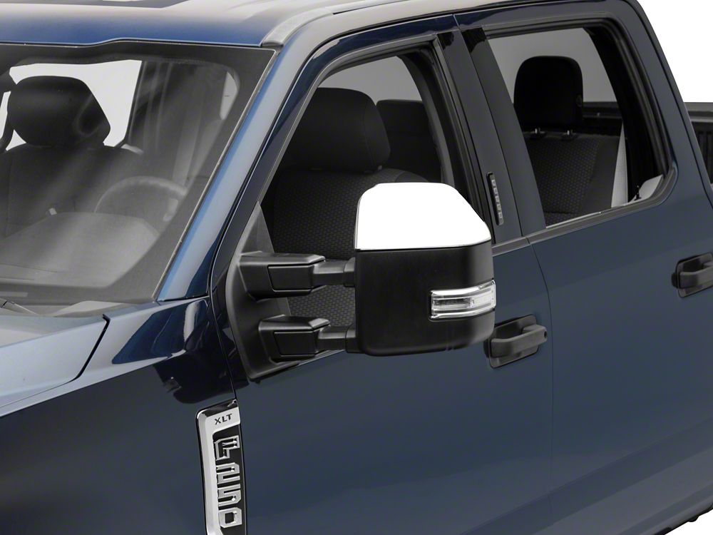 RedRock Top Half Mirror Covers; Chrome (17-18 F-350 Super Duty)