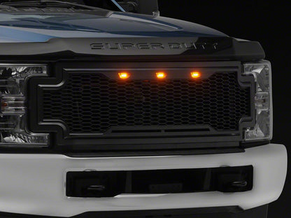 RedRock Baja Upper Replacement Grille with LED Lighting; Charcoal (17-19 F-250 Super Duty)