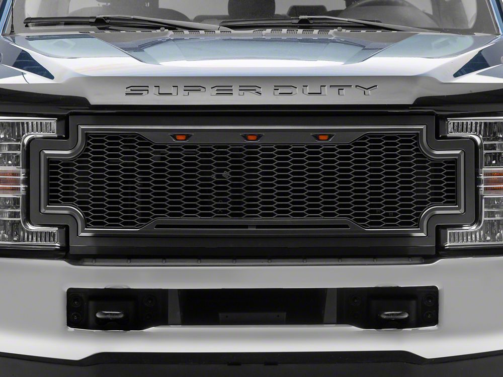 RedRock Baja Upper Replacement Grille with LED Lighting; Charcoal (17-19 F-250 Super Duty)