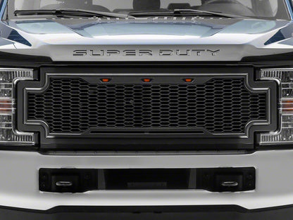 RedRock Baja Upper Replacement Grille with LED Lighting; Charcoal (17-19 F-250 Super Duty)