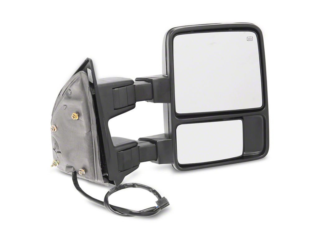 RedRock Powered Heated Towing Mirror with Amber LED Turn Signal; Black; Passenger Side (11-16 F-250 Super Duty)