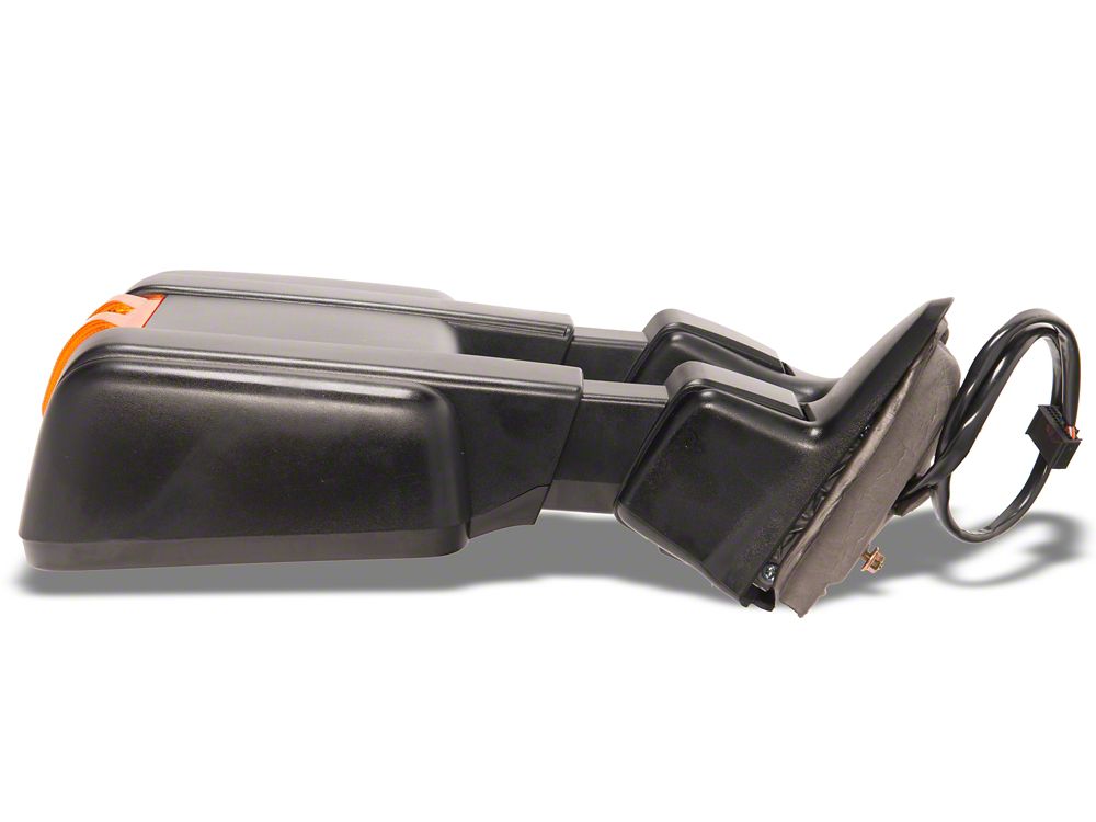 RedRock Powered Heated Towing Mirror with Amber LED Turn Signal; Black; Passenger Side (11-16 F-250 Super Duty)