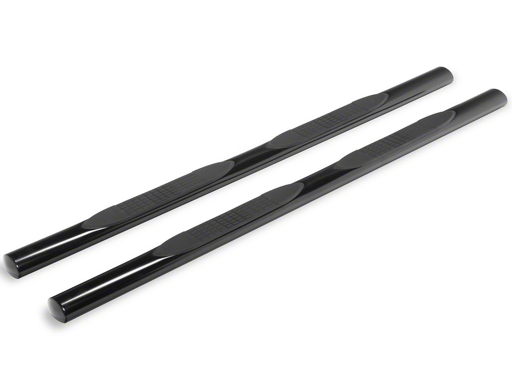 RedRock 4-Inch Oval Straight End Side Step Bars; Black (17-25 F-250 Super Duty SuperCab)