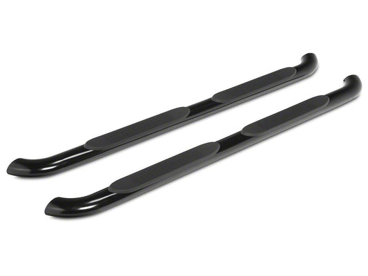 RedRock 4-Inch Oval Bent End Side Step Bars; Black (17-25 F-250 Super Duty SuperCab)