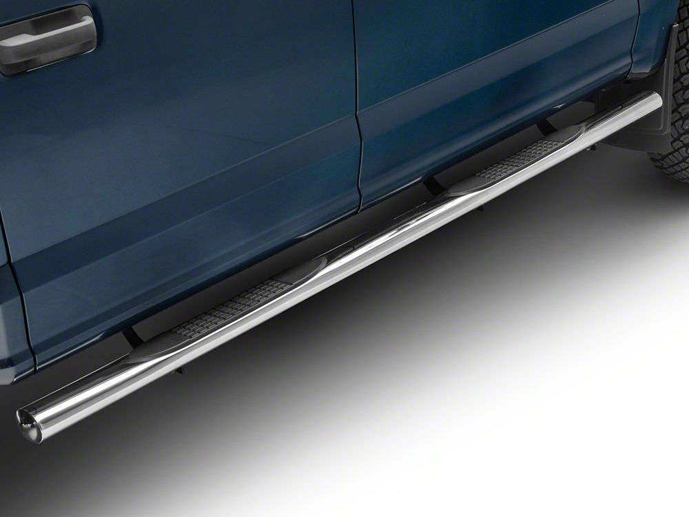 RedRock 4-Inch Oval Straight End Side Step Bars; Stainless Steel (17-25 F-250 Super Duty SuperCrew)
