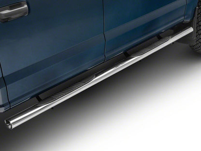 RedRock 4-Inch Oval Straight End Side Step Bars; Stainless Steel (17-25 F-250 Super Duty SuperCrew)