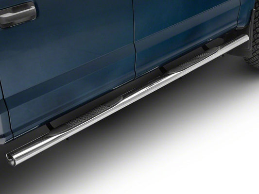 RedRock 4-Inch Oval Straight End Side Step Bars; Stainless Steel (17-25 F-250 Super Duty SuperCrew)