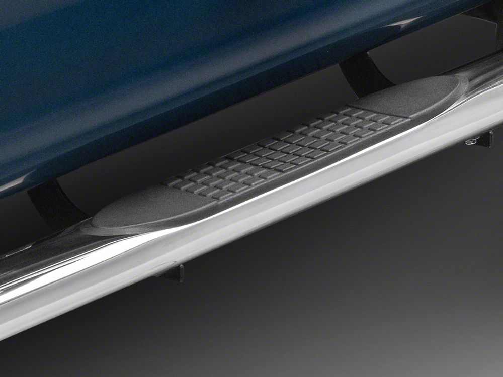 RedRock 4-Inch Oval Straight End Side Step Bars; Stainless Steel (17-25 F-250 Super Duty SuperCrew)