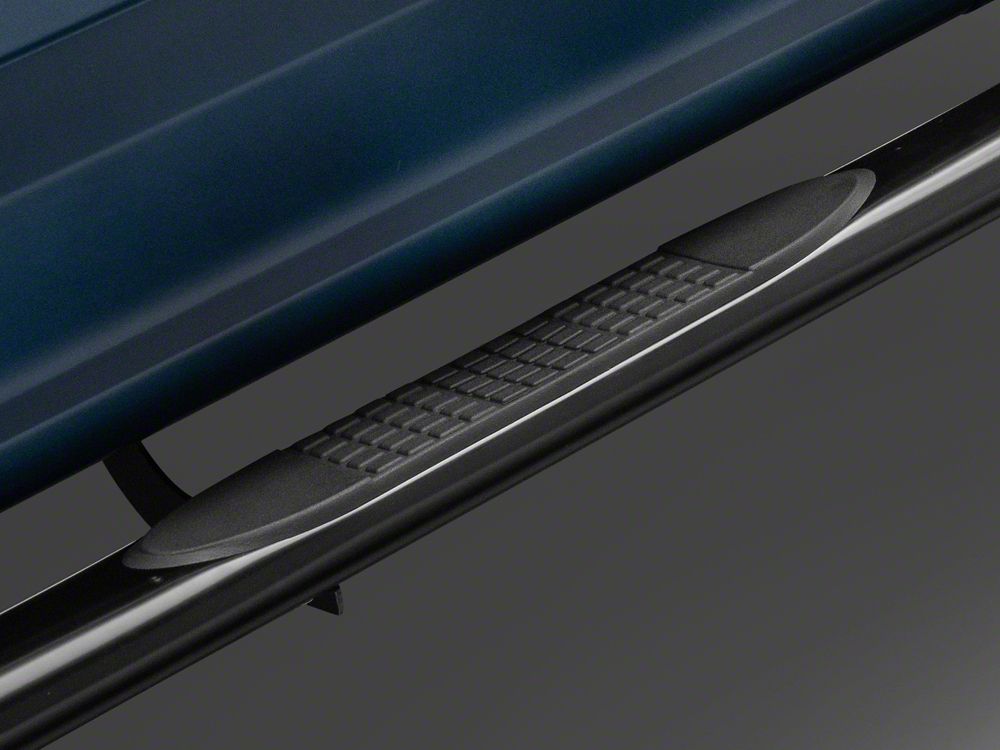 RedRock 4-Inch Oval Straight End Side Step Bars; Black (17-25 F-250 Super Duty SuperCrew)
