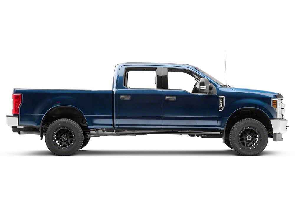 RedRock 4-Inch Oval Straight End Side Step Bars; Black (17-25 F-250 Super Duty SuperCrew)