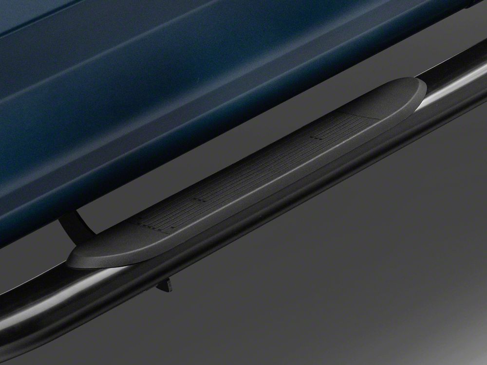RedRock 4-Inch Oval Bent End Side Step Bars; Black (17-25 F-250 Super Duty SuperCrew)