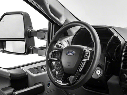 RedRock Steering Wheel Trim; Carbon Fiber (17-22 F-250 Super Duty)