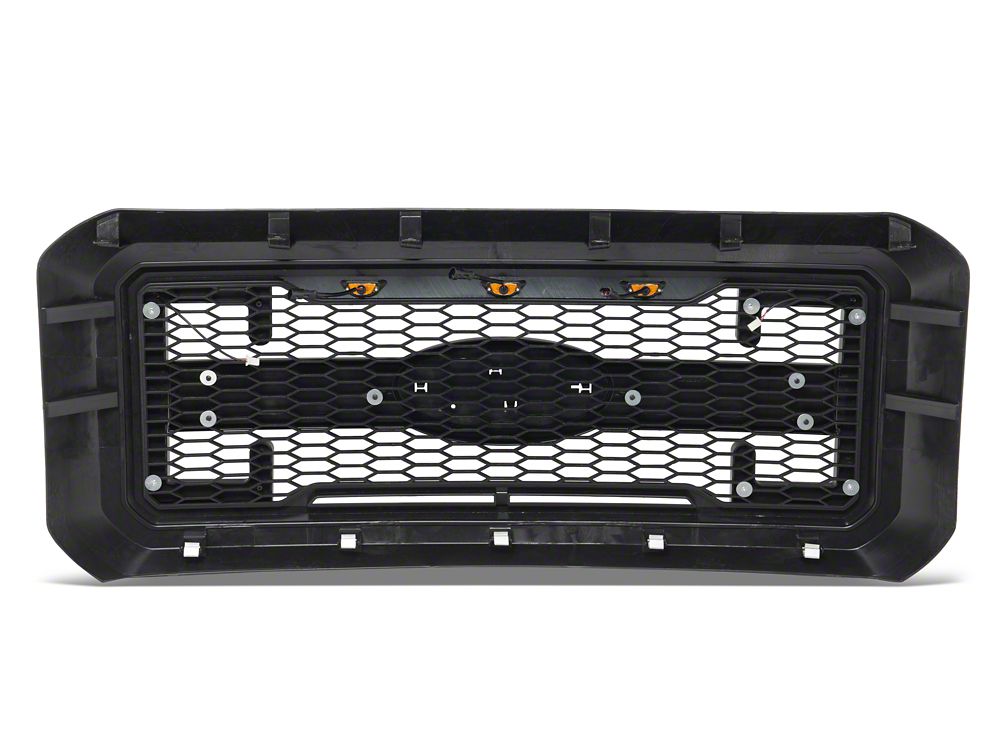 RedRock Upper Replacement Grille with LED DRL, Turn Signals and Emblem Holder (11-16 F-250 Super Duty)