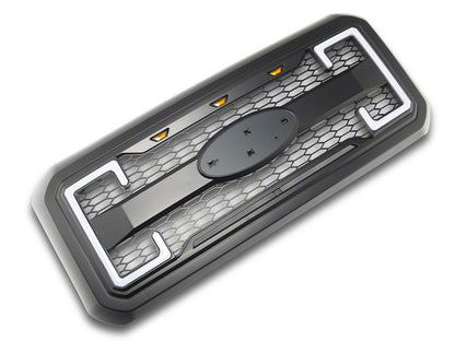 RedRock Upper Replacement Grille with LED DRL, Turn Signals and Emblem Holder (11-16 F-250 Super Duty)