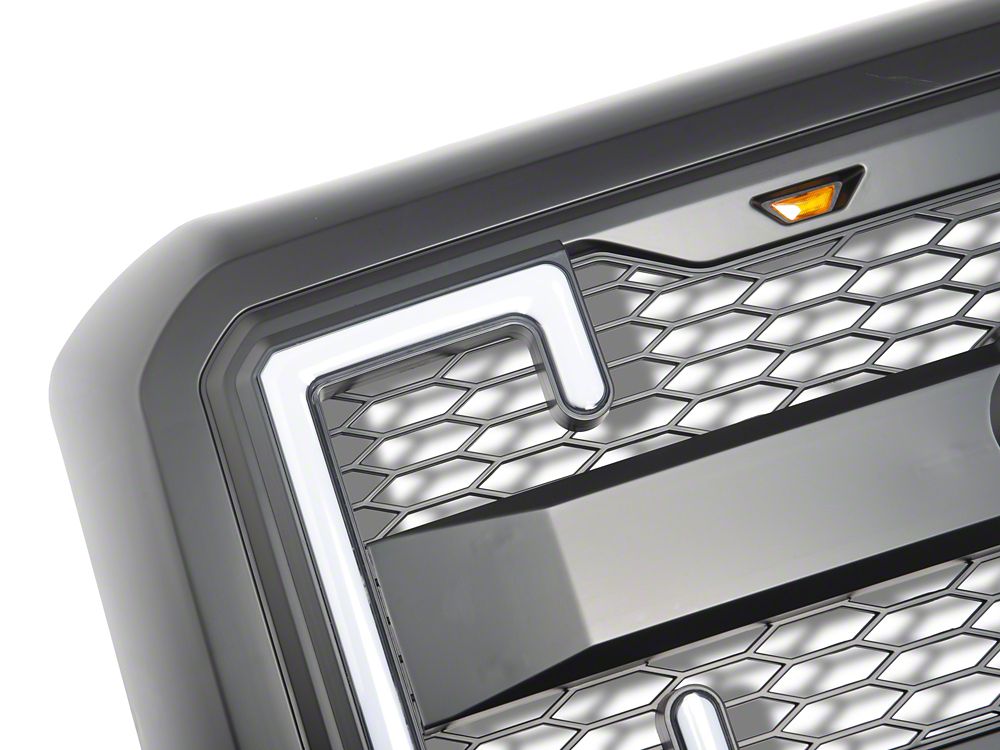 RedRock Upper Replacement Grille with LED DRL, Turn Signals and Emblem Holder (11-16 F-250 Super Duty)