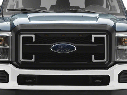 RedRock Upper Replacement Grille with LED DRL, Turn Signals and Emblem Holder (11-16 F-250 Super Duty)