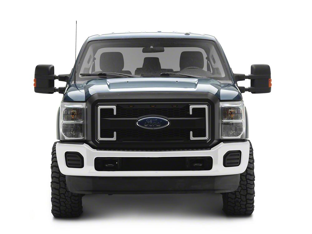 RedRock Upper Replacement Grille with LED DRL, Turn Signals and Emblem Holder (11-16 F-250 Super Duty)