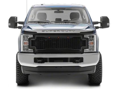 RedRock Baja Upper Replacement Grille with LED Lighting; Matte Black (17-19 F-250 Super Duty)
