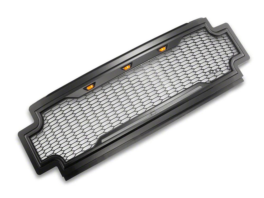 RedRock Baja Upper Replacement Grille with LED Lighting; Matte Black (17-19 F-350 Super Duty)