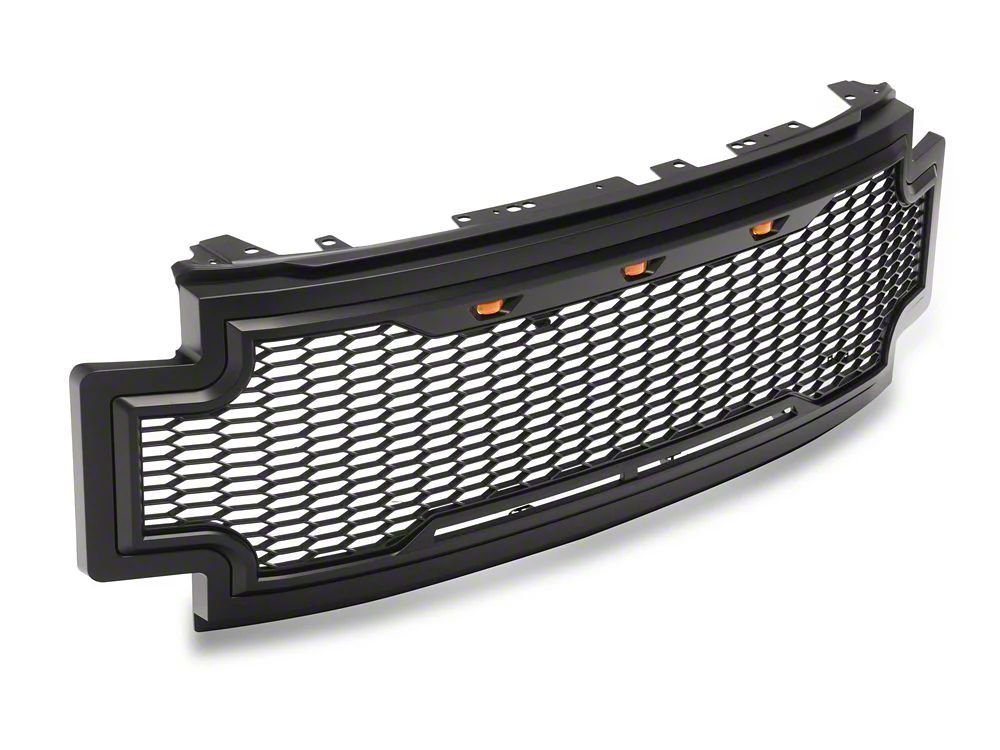 RedRock Baja Upper Replacement Grille with LED Lighting; Matte Black (17-19 F-350 Super Duty)