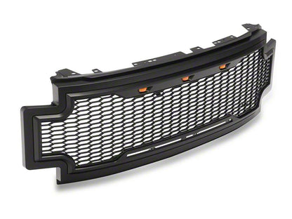 RedRock Baja Upper Replacement Grille with LED Lighting; Matte Black (17-19 F-350 Super Duty)
