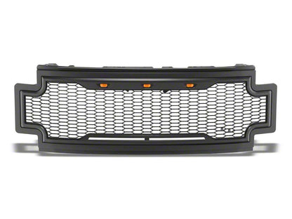 RedRock Baja Upper Replacement Grille with LED Lighting; Matte Black (17-19 F-250 Super Duty)