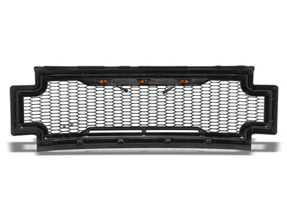 RedRock Baja Upper Replacement Grille with LED Lighting; Matte Black (17-19 F-250 Super Duty)