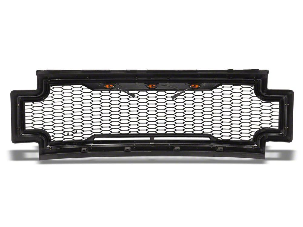 RedRock Baja Upper Replacement Grille with LED Lighting; Matte Black (17-19 F-350 Super Duty)
