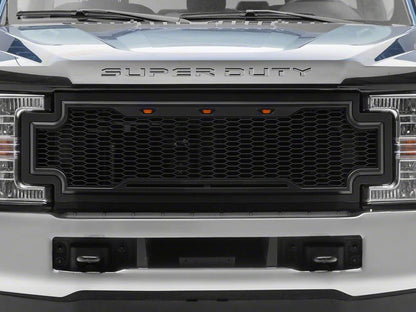 RedRock Baja Upper Replacement Grille with LED Lighting; Matte Black (17-19 F-350 Super Duty)