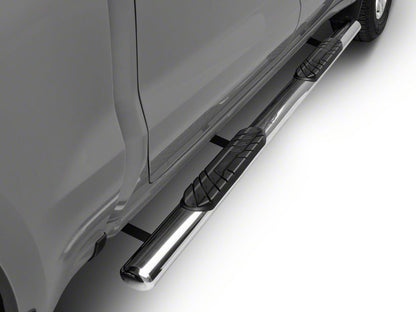 RedRock 4-Inch Oval Straight End Side Step Bars; Stainless Steel (20-25 Sierra 3500 HD Crew Cab)