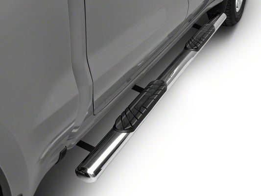 RedRock 4-Inch Oval Straight End Side Step Bars; Stainless Steel (20-25 Sierra 3500 HD Crew Cab)