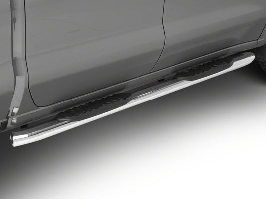 RedRock 5-Inch Oval Bent End Side Step Bars; Stainless Steel (20-25 Sierra 3500 HD Crew Cab)