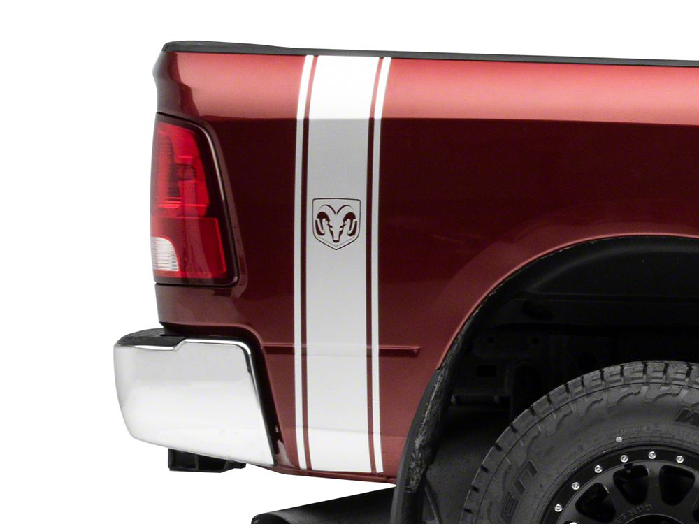 RAM Licensed by RedRock RAM Head Vertical Stripe; Silver (03-18 RAM 3500)