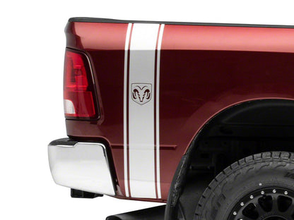 RAM Licensed by RedRock RAM Head Vertical Stripe; Silver (03-18 RAM 3500)