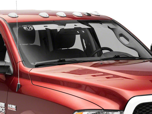 RAM Licensed by RedRock RAM with Head and Logo Windshield Banner; Frosted (03-18 RAM 3500)