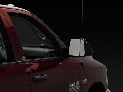 RedRock Powered Heated Towing Mirrors with Smoked Turn Signals; Black (10-18 RAM 3500)