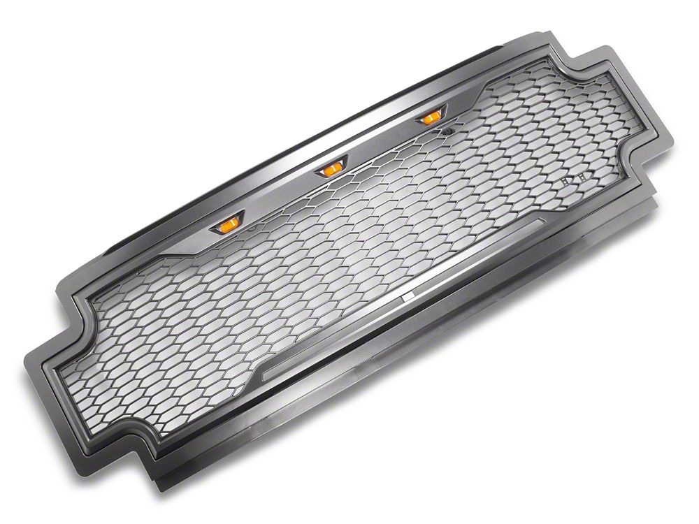 RedRock Baja Upper Replacement Grille with LED Lighting; Charcoal (17-19 F-350 Super Duty)