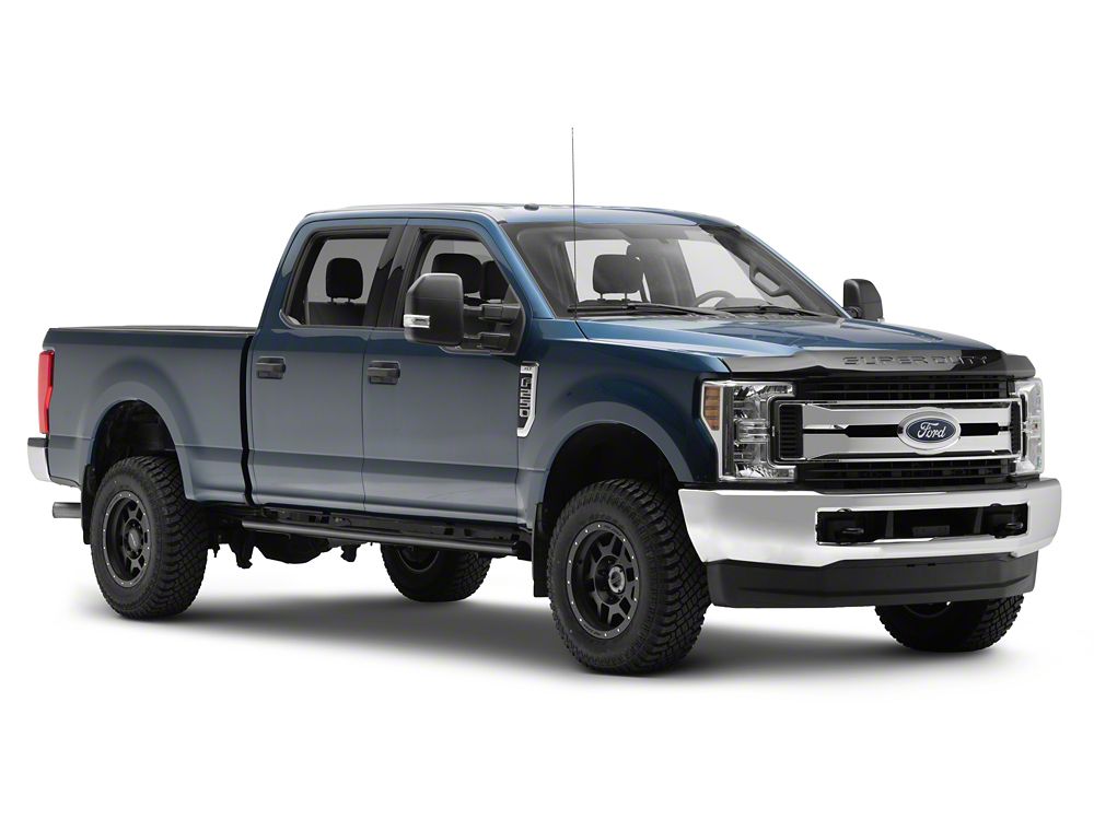 RedRock 4-Inch Oval Straight End Side Step Bars; Black (17-25 F-350 Super Duty SuperCrew)