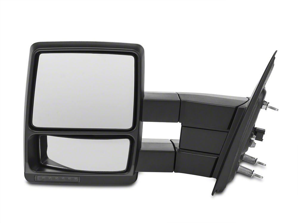 RedRock Power Adjust Heated Manual Foldaway Towing Mirrors with Puddle Lights and Turn Signals; Textured Black; Driver Side (07-12 F-150)