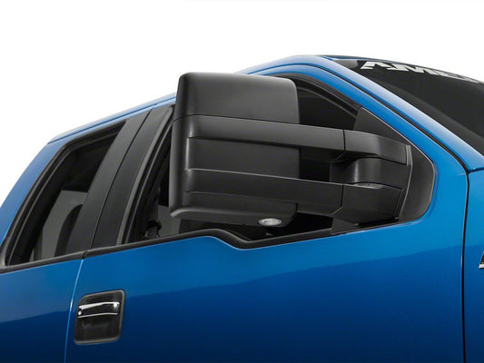 RedRock Power Adjust Heated Manual Foldaway Towing Mirrors with Puddle Lights and Turn Signals; Textured Black; Passenger Side (07-12 F-150)