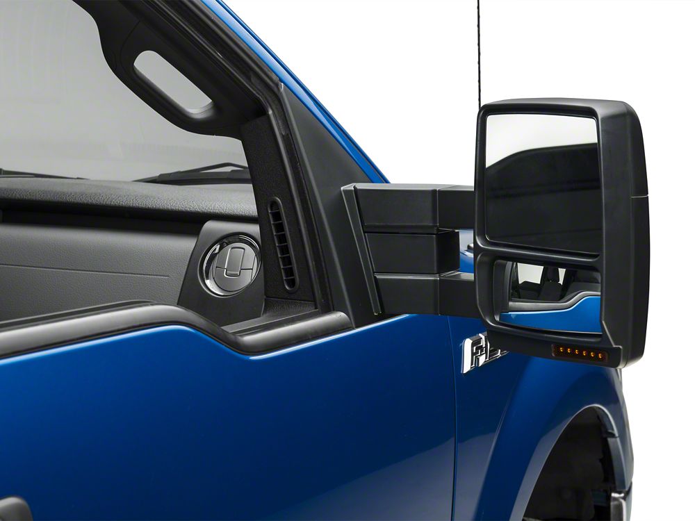 RedRock Power Adjust Heated Manual Foldaway Towing Mirrors with Puddle Lights and Turn Signals; Textured Black; Passenger Side (07-12 F-150)