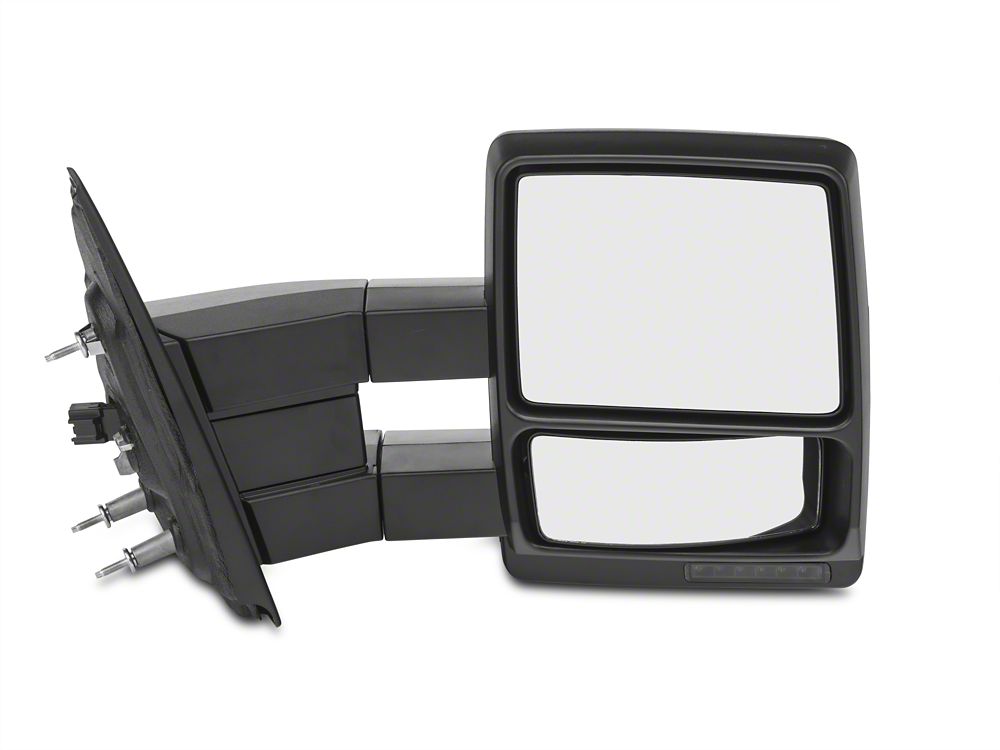 RedRock Power Adjust Heated Manual Foldaway Towing Mirrors with Puddle Lights and Turn Signals; Textured Black; Passenger Side (07-12 F-150)