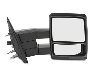 RedRock Power Adjust Heated Manual Foldaway Towing Mirrors with Puddle Lights and Turn Signals; Textured Black; Passenger Side (07-12 F-150)