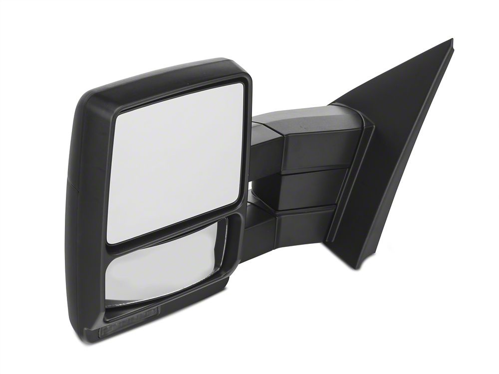 RedRock Memory Power Adjust Heated Manual Foldaway Towing Mirrors with Puddle Lights and Turn Signals; Textured Black; Driver Side (09-14 F-150)