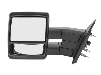 RedRock Memory Power Adjust Heated Manual Foldaway Towing Mirrors with Puddle Lights and Turn Signals; Textured Black; Driver Side (09-14 F-150)