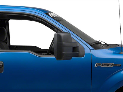 RedRock Memory Power Adjust Heated Manual Foldaway Towing Mirrors with Puddle Lights and Turn Signals; Textured Black; Passenger Side (09-14 F-150)