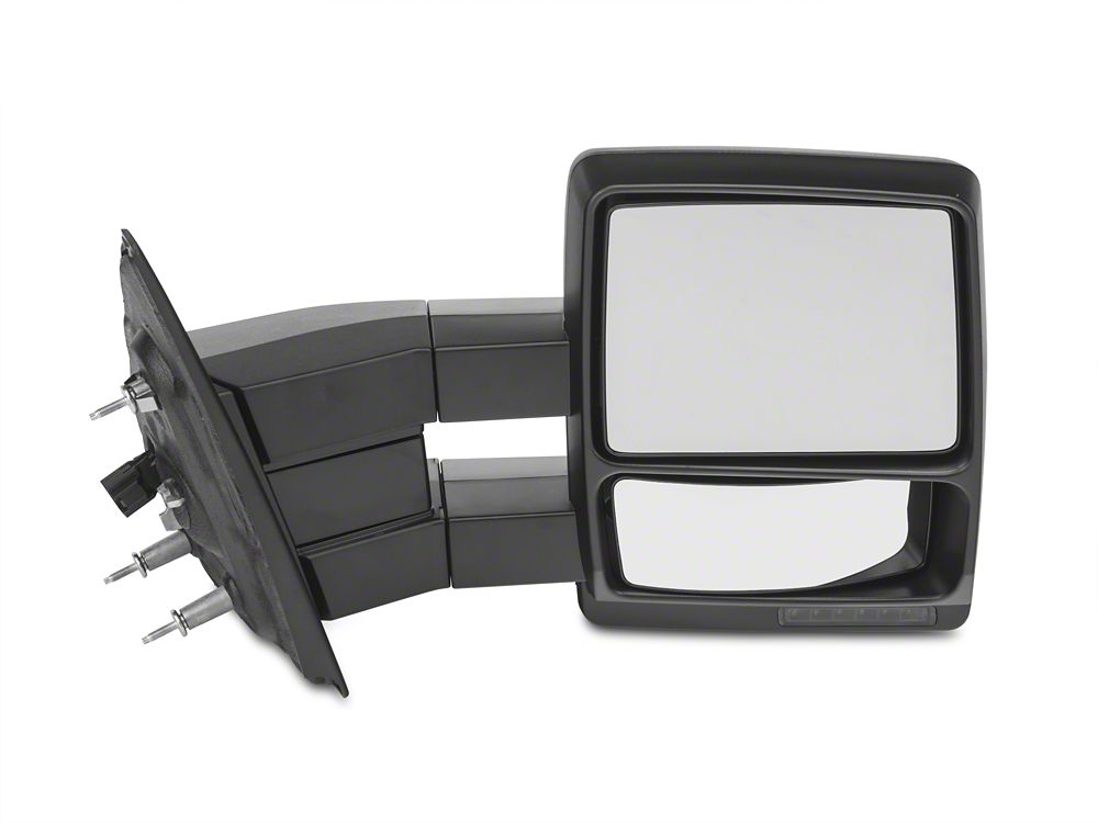 RedRock Memory Power Adjust Heated Manual Foldaway Towing Mirrors with Puddle Lights and Turn Signals; Textured Black; Passenger Side (09-14 F-150)