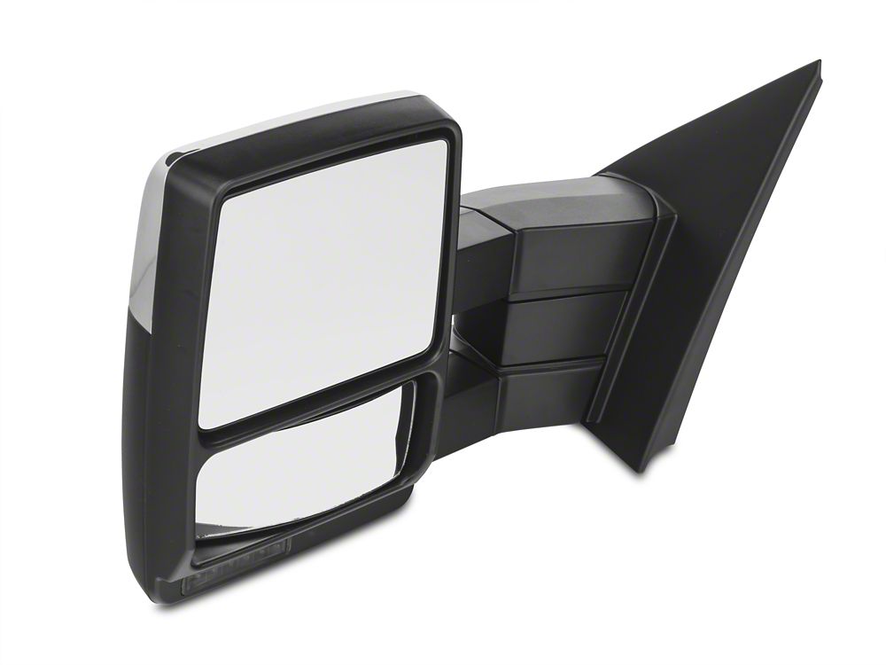 RedRock Memory Power Adjust Heated Manual Foldaway Towing Mirrors with Puddle Lights and Turn Signals; Chrome; Driver Side (09-14 F-150)