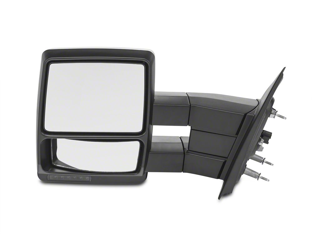 RedRock Memory Power Adjust Heated Manual Foldaway Towing Mirrors with Puddle Lights and Turn Signals; Chrome; Driver Side (09-14 F-150)