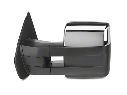 RedRock Memory Power Adjust Heated Manual Foldaway Towing Mirrors with Puddle Lights and Turn Signals; Chrome; Driver Side (09-14 F-150)